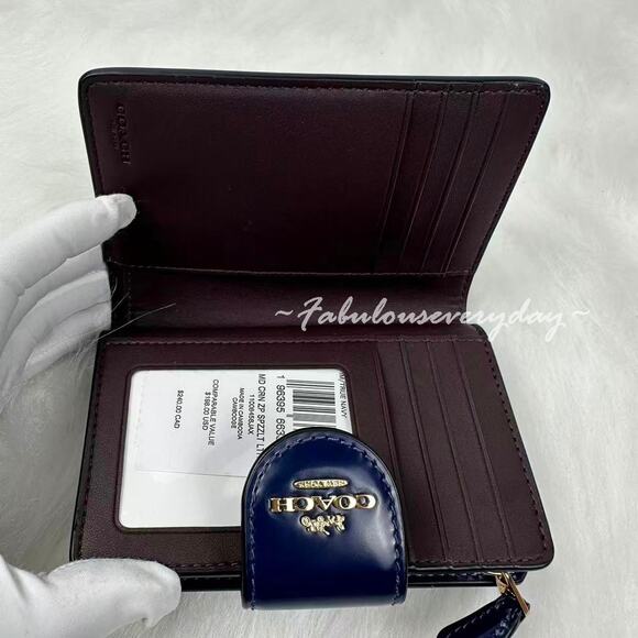 Coach Medium Corner Zip Wallet In Leather/Gold/True Navy CV526 NWT - Picture 5 of 7